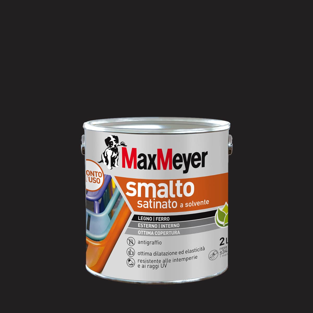 Bricocenter SATIN BLACK SOLVENT ENAMEL R9005 MM 2 LT