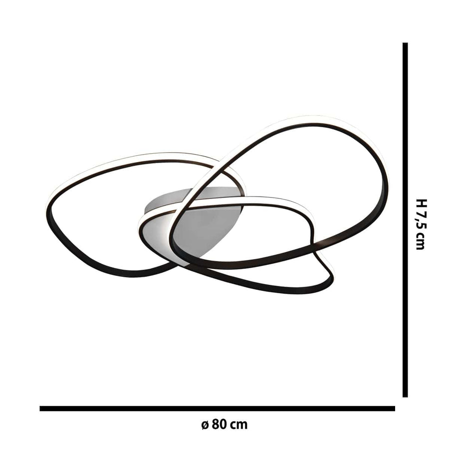 Bricocenter CEILING LIGHT RACHEL ALUMINIUM BLACK D80 CM LED 78W CCT DIMMABLE