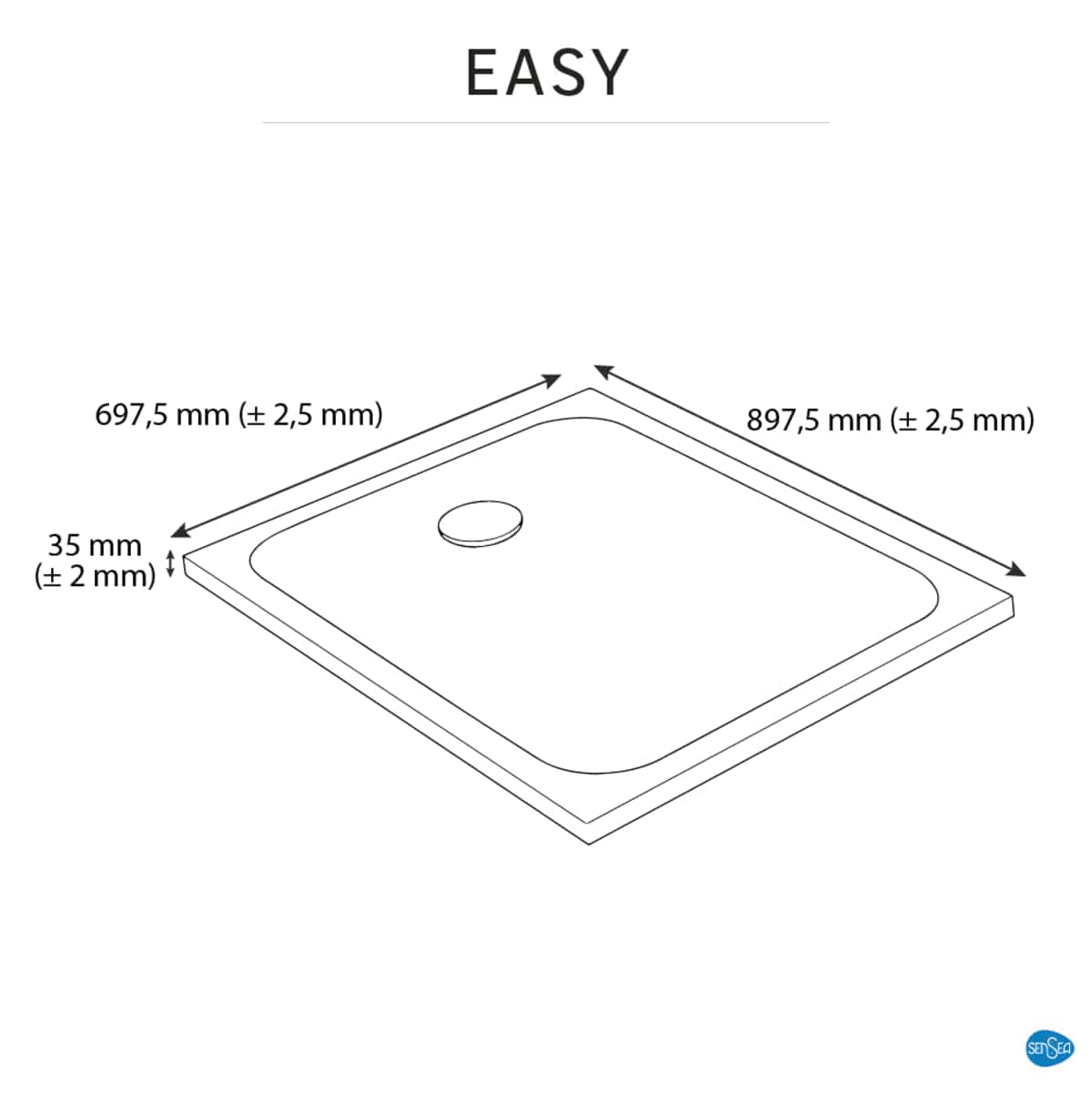 EASY WHITE GLOSSY SHOWER TRAY 70X90