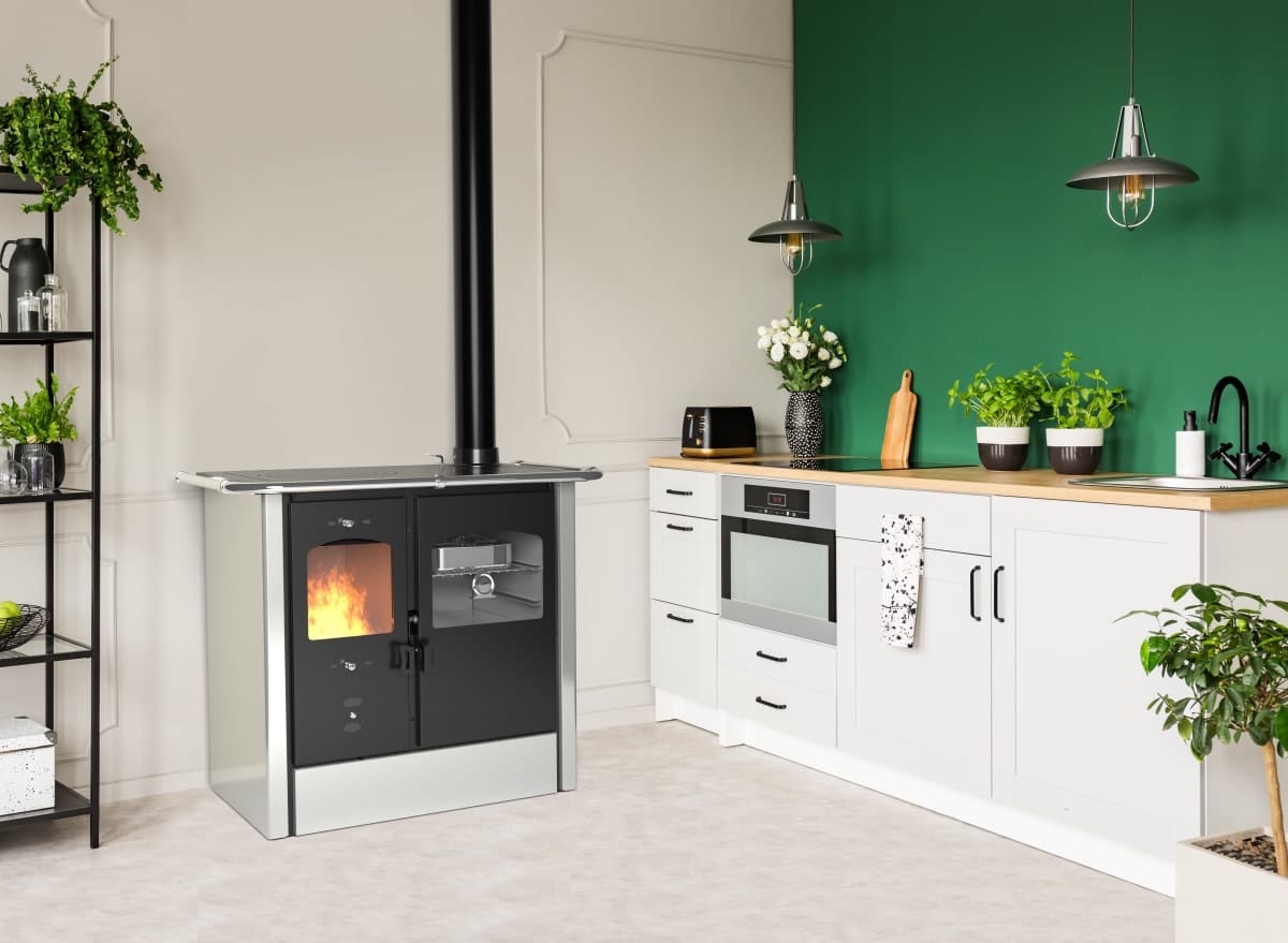 Bricocenter STUFA CUCINA A LEGNA ATENA CON FORNO POTENZA NOMINALE 8,35 KW COLORE BIANCO