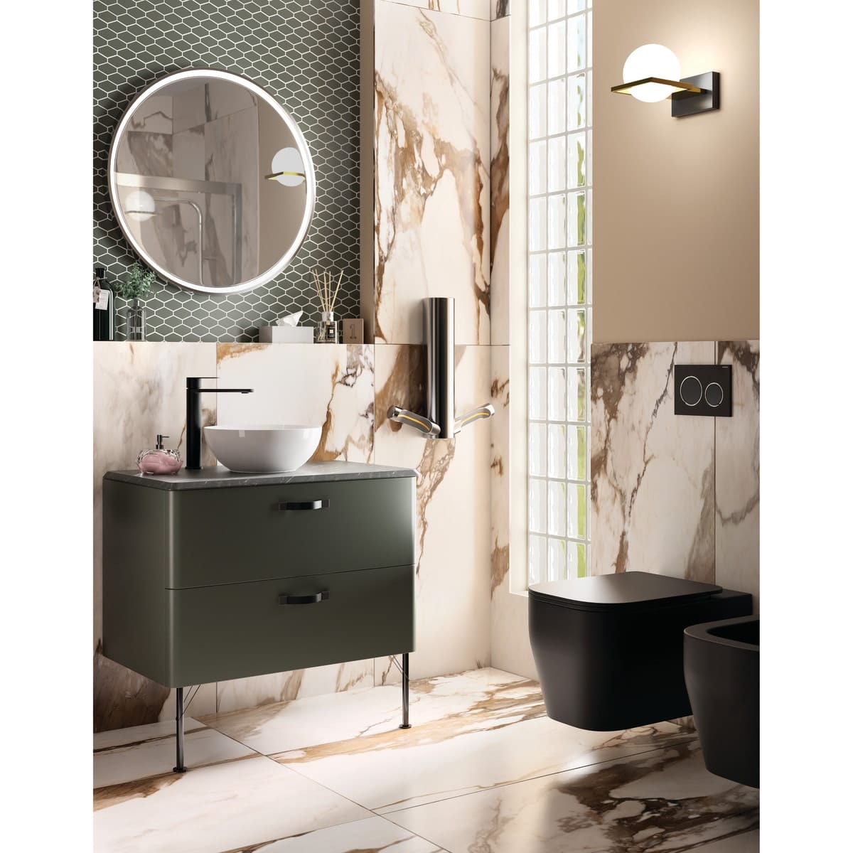 Bricocenter MISCELATORE LAVABO ALTO PLANO SENZA SCARICO NERO OPACO