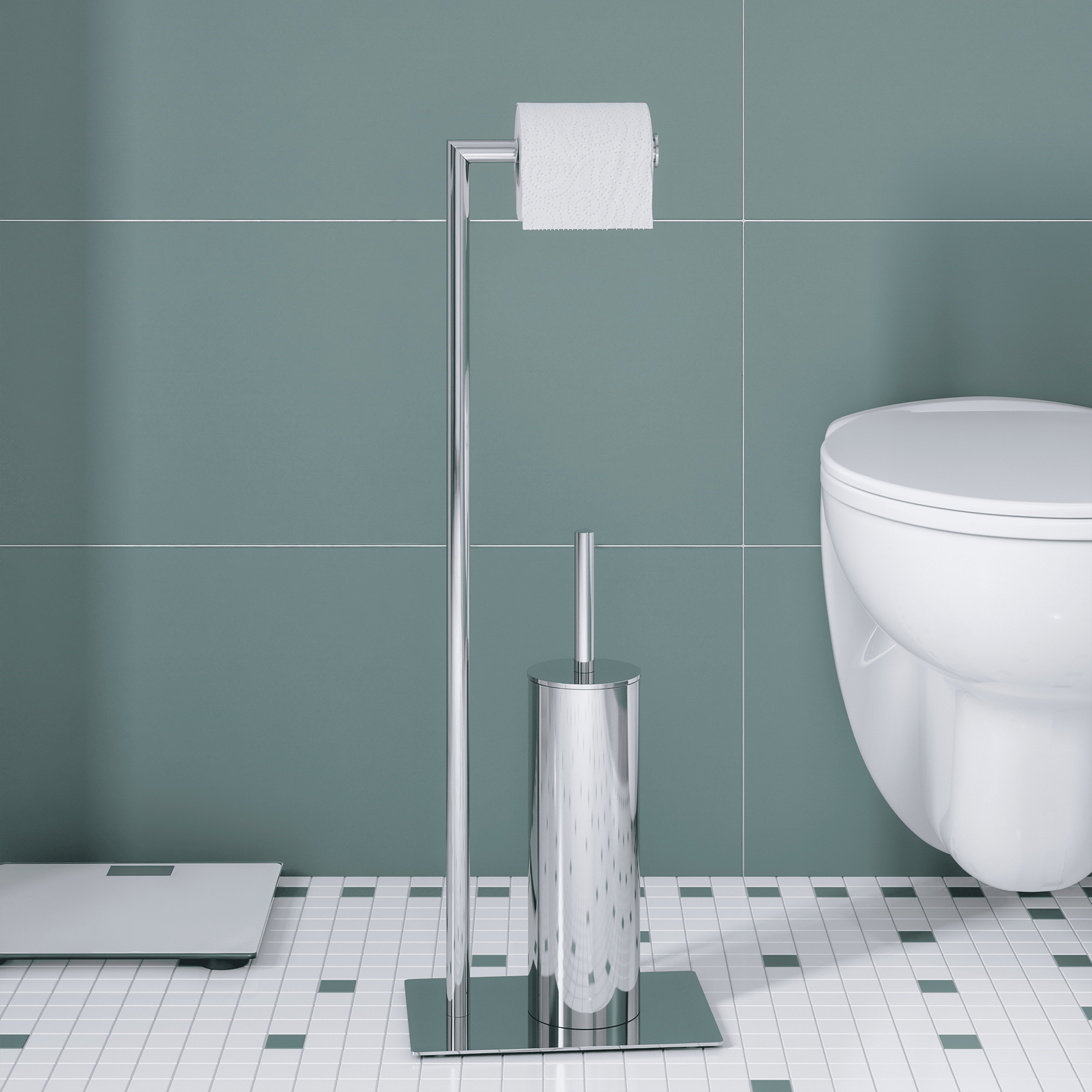 TOILET ROLL HOLDER AND TOILET BRUSH STAND ESSEN