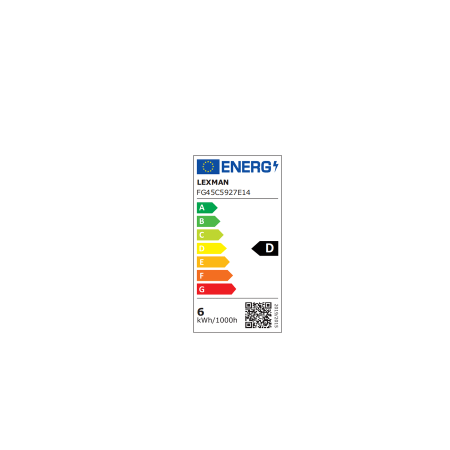 E14 LED bulb = 60W, clear globe, warm white