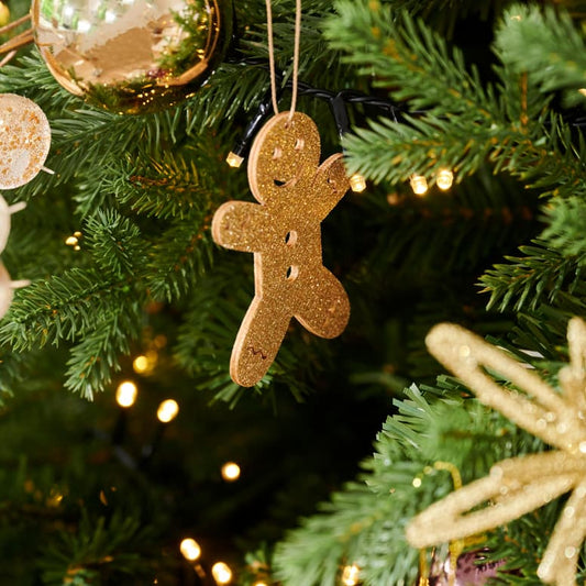 GINGER BREAD MAN Golden hanging decoration, H 8 x W 6 cm