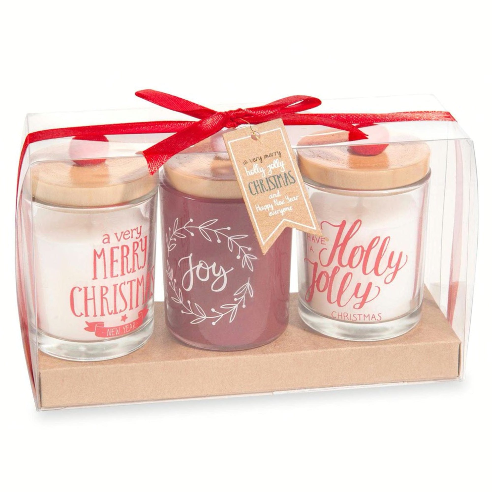 Maisons du Monde BOX OF 3 GLASS CHRISTMAS CANDLES WITH LID