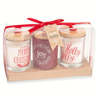 BOX OF 3 GLASS CHRISTMAS CANDLES WITH LID - best price from Maltashopper.com M163261