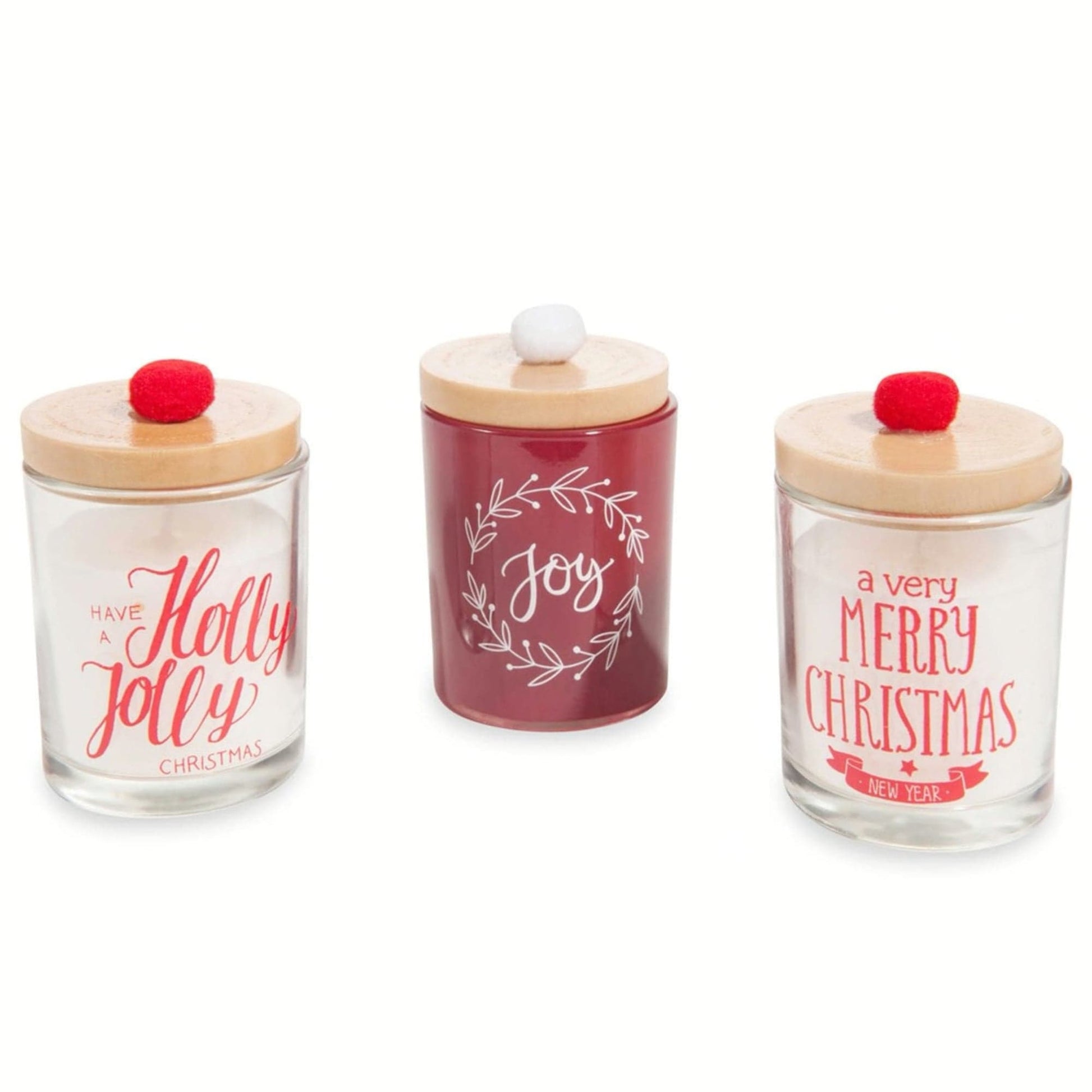 Maisons du Monde BOX OF 3 GLASS CHRISTMAS CANDLES WITH LID