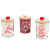 BOX OF 3 GLASS CHRISTMAS CANDLES WITH LID - best price from Maltashopper.com M163261