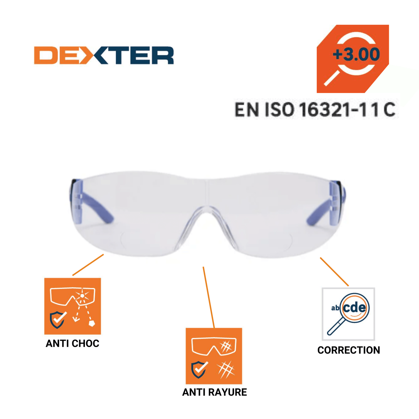 Bricocenter DEXTER SAFETY GLASSES WITH BIFOCAL LENS FOR READING 3 DIOPTER POLYCARBONATE