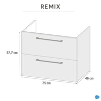 CABINET REMIX 75 2 DRAWERS GLOSSY WHITE W75 H58 D46 CM