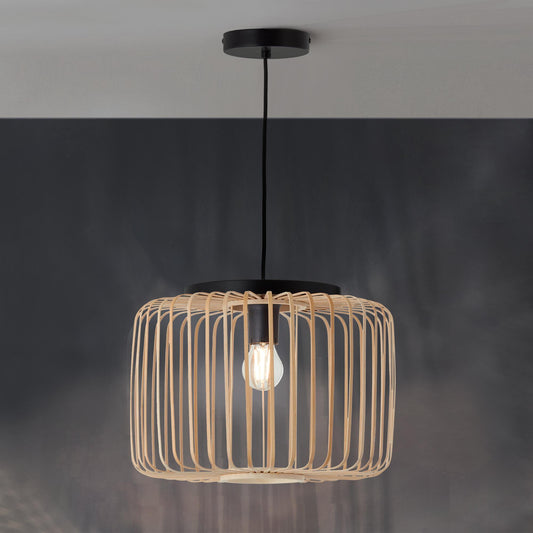 Lampadario pecan metallo e bamboo d38 cm e27=50w