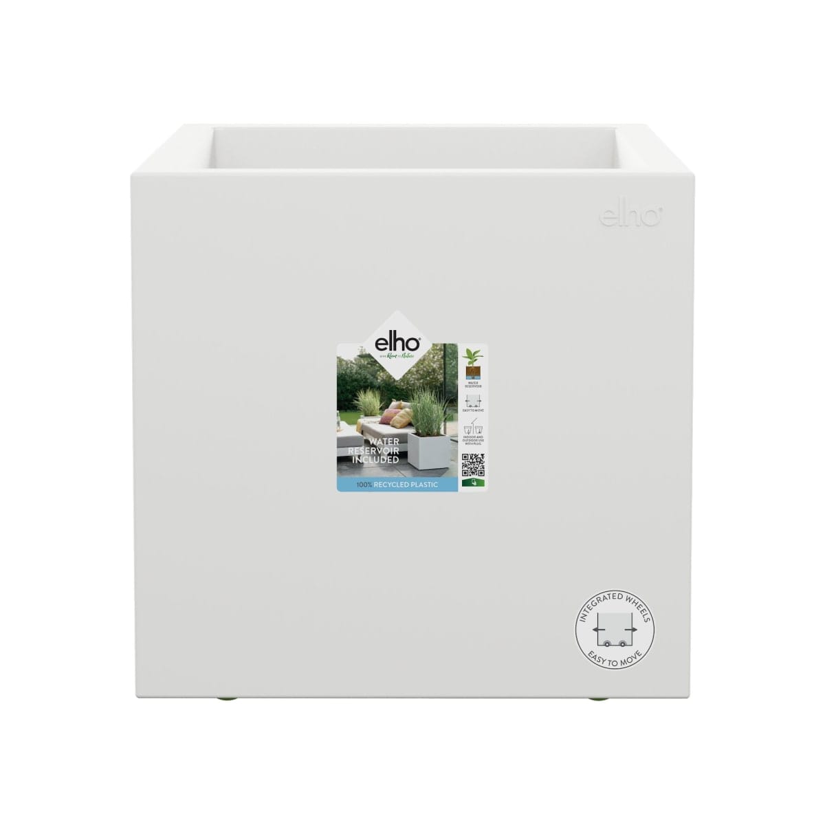 Bricocenter VASO VIVO NEXT SQUARE 30 BIANCO, CON RUOTE E RISERVA D'ACQUA