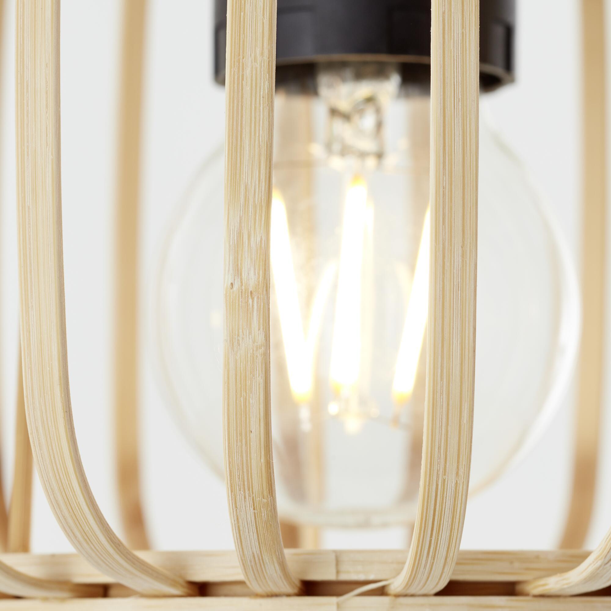 Pecan metal and bamboo chandelier, l70 cm, 3 x E27 = 50W