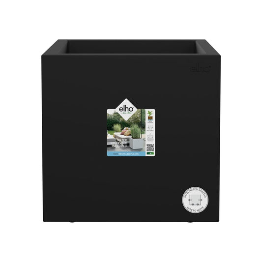 Bricocenter VASO VIVO NEXT SQUARE 40 NERO, CON RUOTE E RISERVA D'ACQUA
