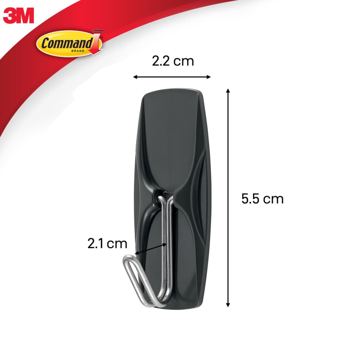 Bricocenter 2 BLACK ADHESIVE HOOKS FOR OUTDOOR USE WITH STEEL TIPS COMMAND