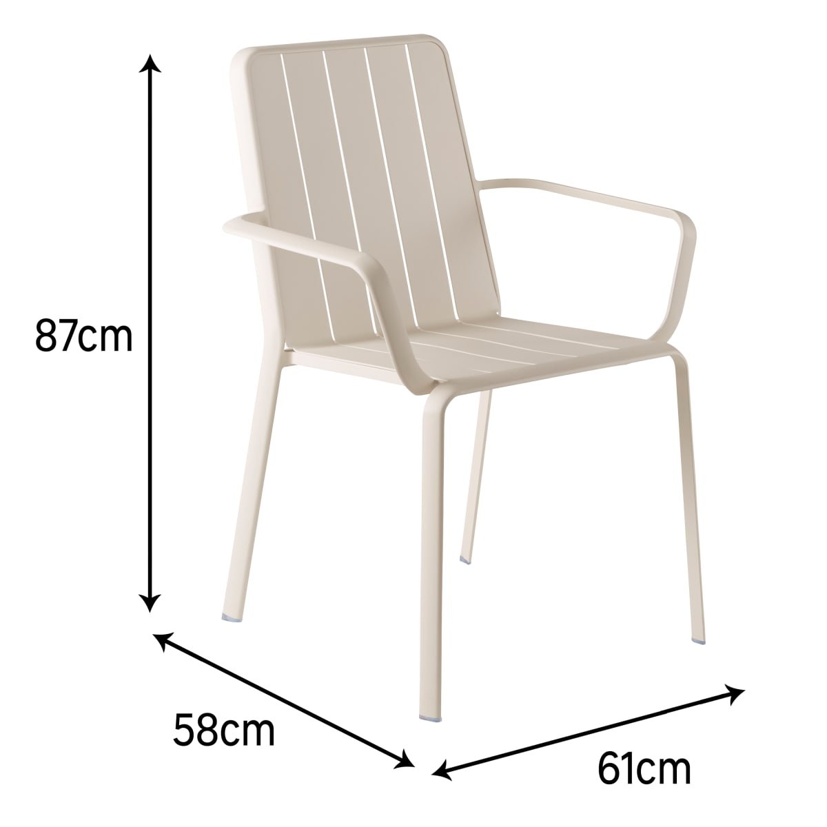 IDAHO NATERIAL BEIGE ALUMINIUM ARMCHAIR WITH ARMRESTS