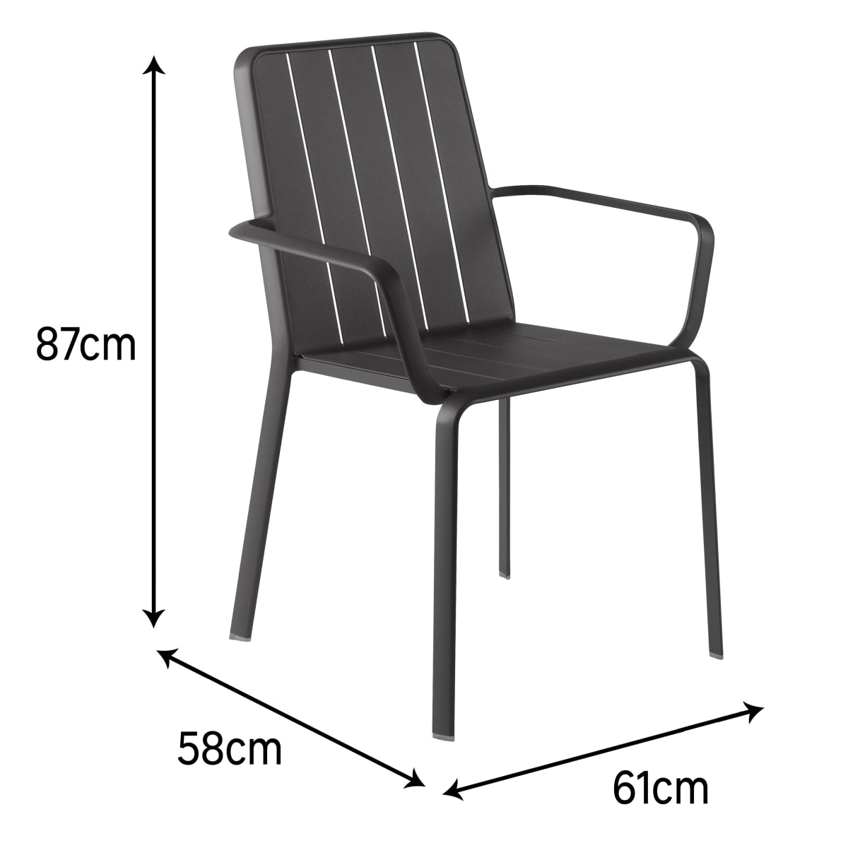 IDAHO NATERIAL ANTHRACITE ALUMINUM ARMCHAIR WITH ARMS