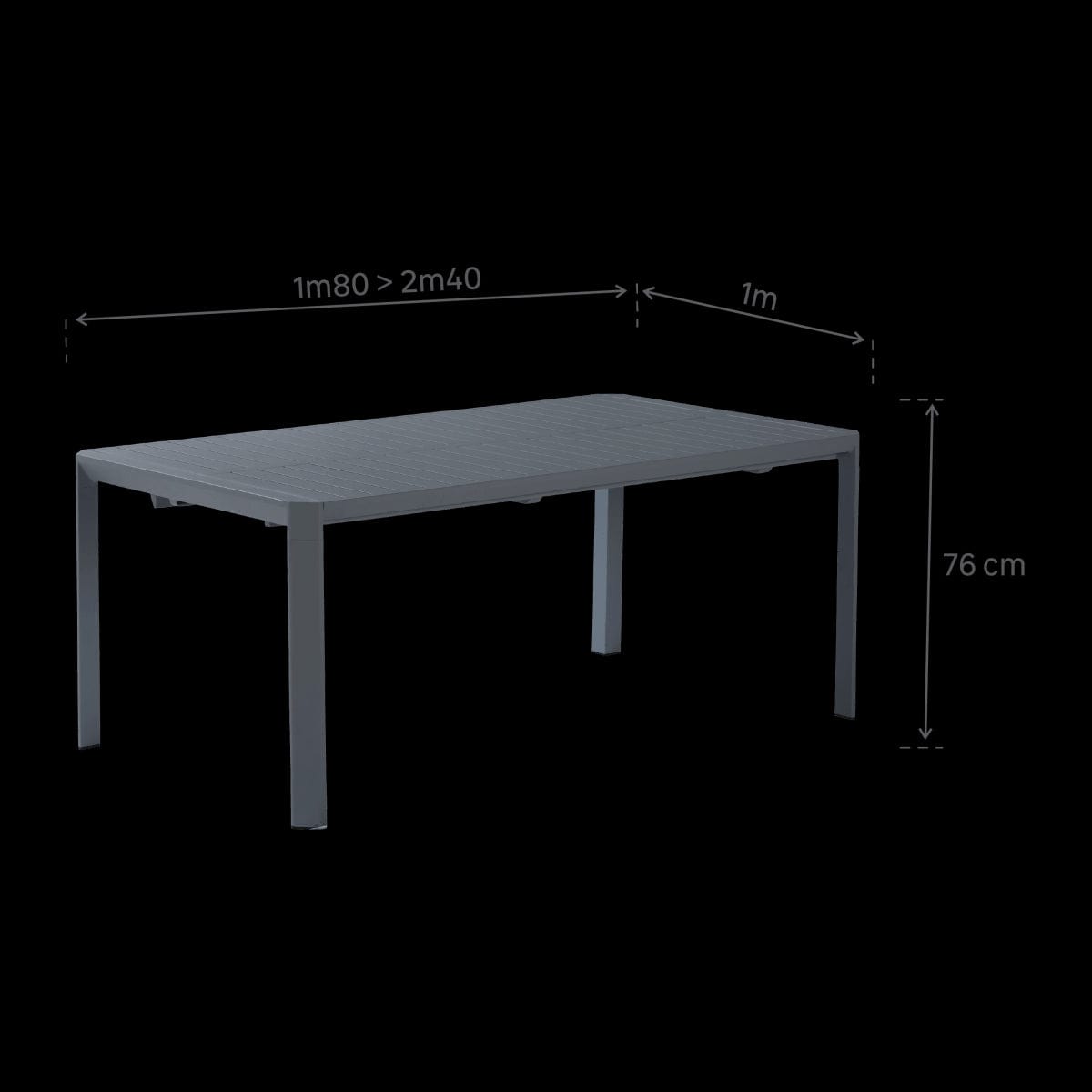 Bricocenter IDAHO EXTENSION TABLE 180/240X100 ANTHRACITE