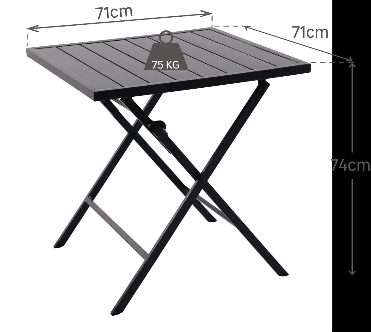 Bricocenter TABLE NATERIAL XARA II ORIGAMI 71X71X74 ANTHRACITE ALUMINIUM