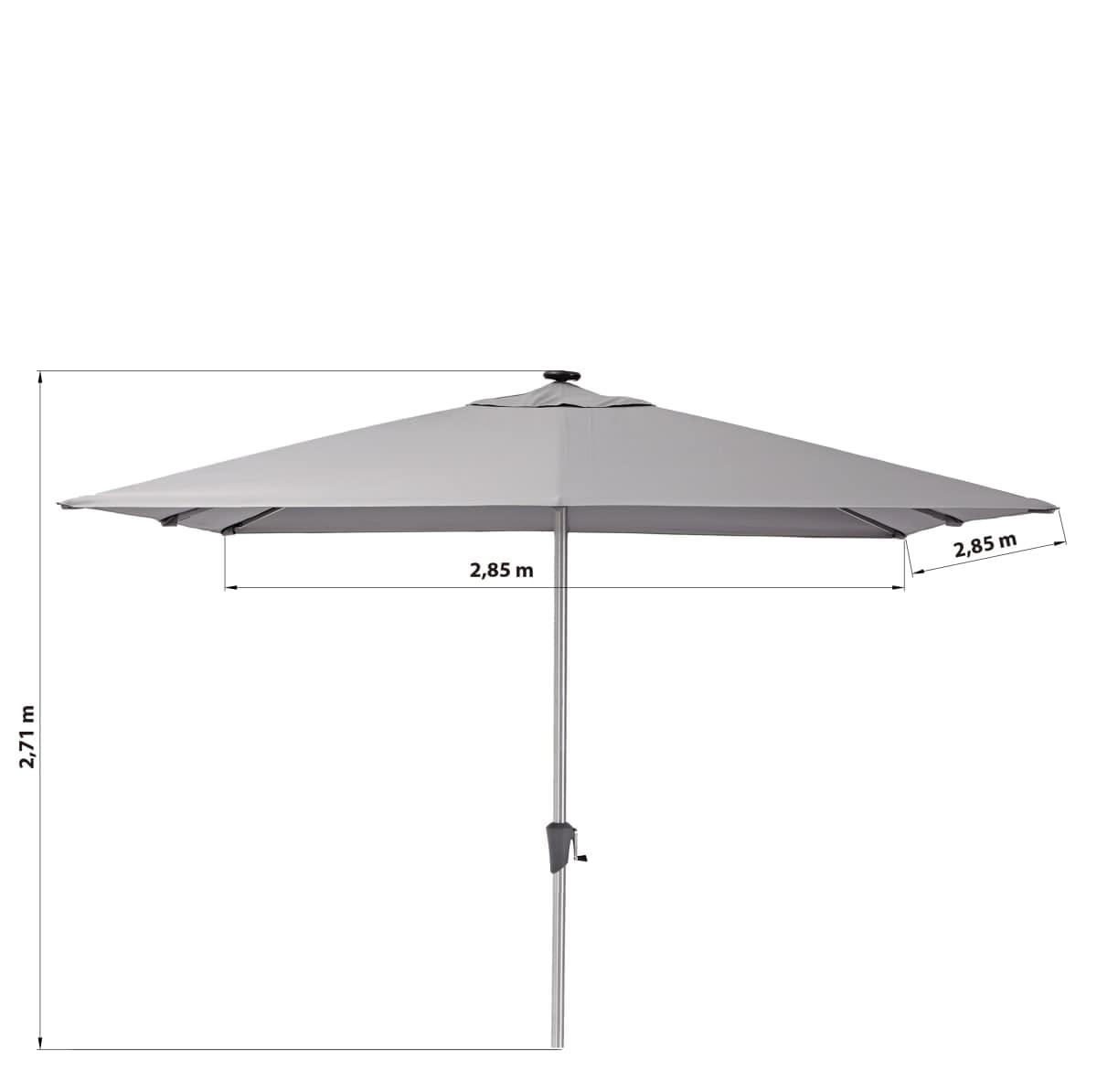 NATERIAL SONORA II CENTRAL PARASOL WITH LED ALUMINIUM 290X290 250G TAUPE