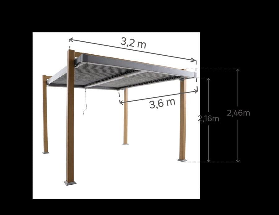 Bricocenter PERGOLA NATERIAL ODYSSEA 360X320 WOOD-EFFECT ALUMINIUM