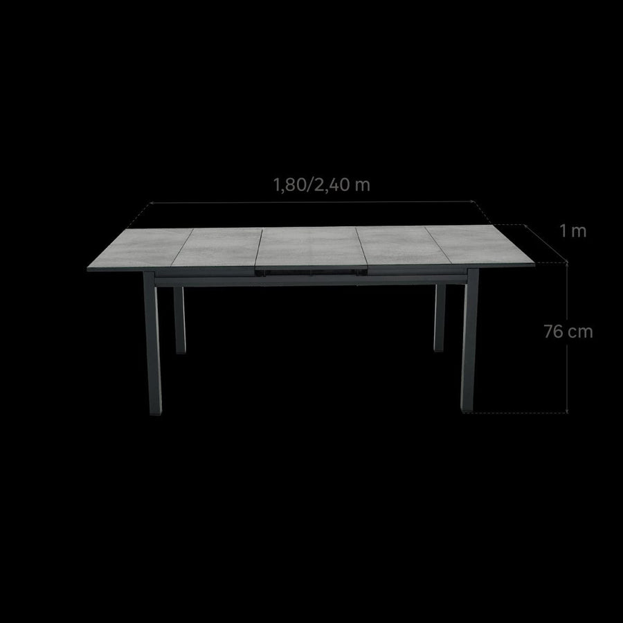 Bricocenter NATERIAL ODYSSEA PREMIUM 6/8 PLACE EXTENSION TABLE 180/240X100X75 ANTHRACITE