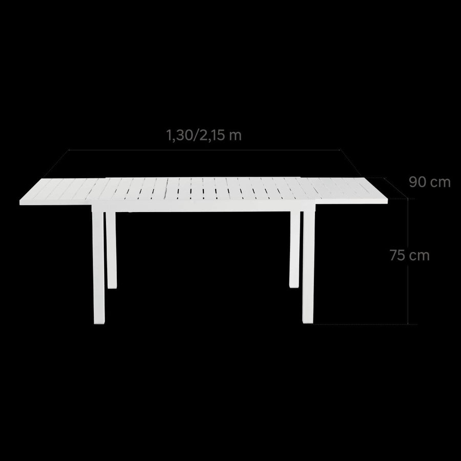 Bricocenter TABLE NATERIAL LYRA II UP AND DOWN ALUMINIUM 130/214.5X90 WHITE