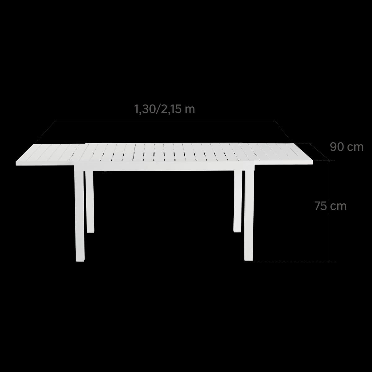 Bricocenter TABLE NATERIAL LYRA II UP AND DOWN ALUMINIUM 130/214.5X90 WHITE