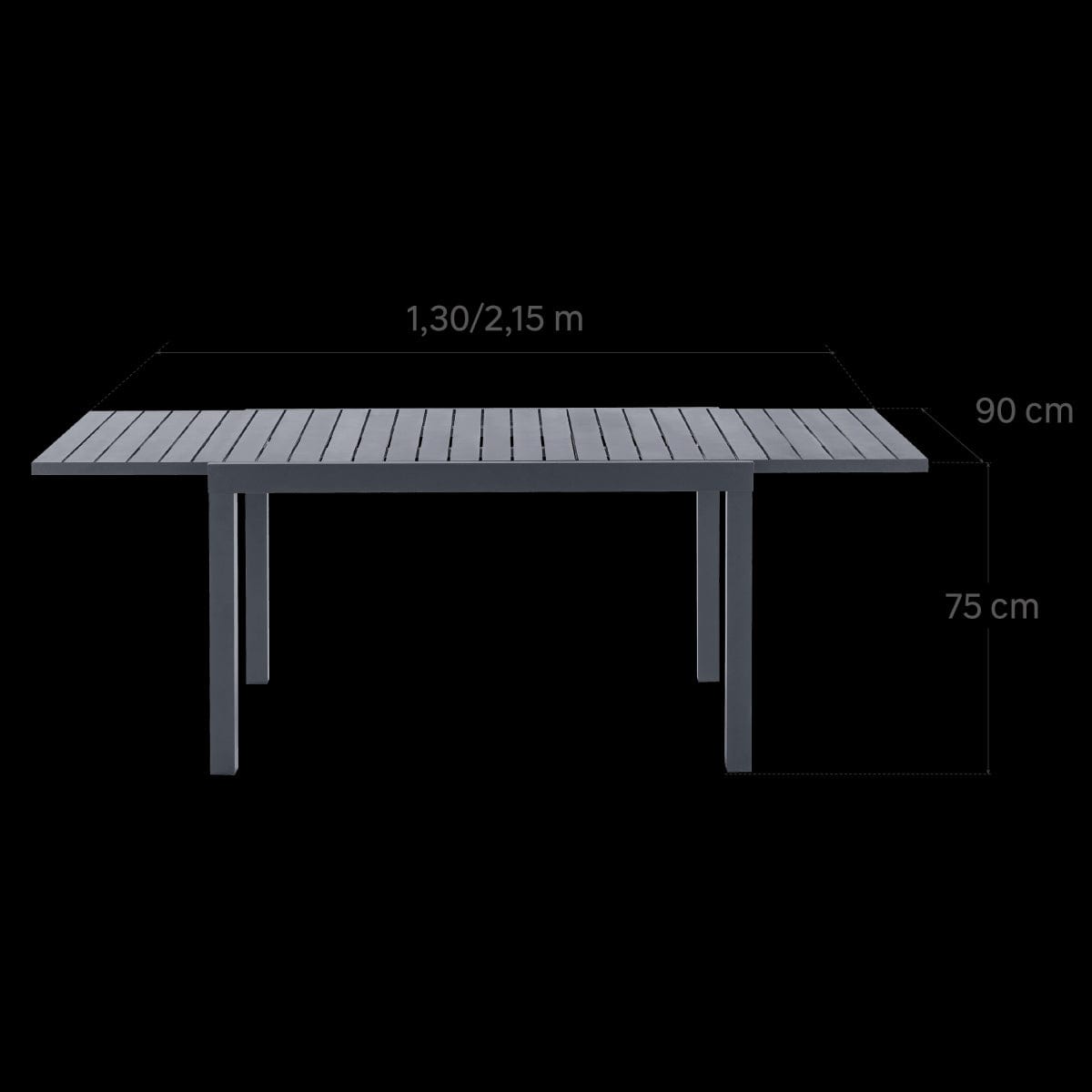 Bricocenter TAVOLO NATERIAL LYRA II UP AND DOWN ALLUMINIO 130/214.5X90 ANTRACITE