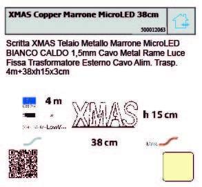 Bricocenter 3D XMAS INSCRIPTION METAL FRAME MICROLED WARM WHITE 1.5MM FIXED LIGHT CABLE 4M+40XH15CM