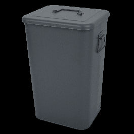 GREY METAL DUSTBIN LT 26 WITH LID