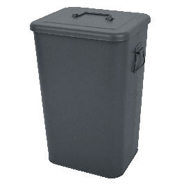 GREY METAL DUSTBIN LT 26 WITH LID