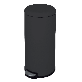 30L ROUND PEDAL DUSTBIN, BLACK, SOFT CLOSING