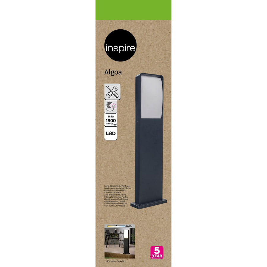 Bricocenter ALOGA ALUMINIUM STREET LAMP GREY 20X8XH65CM LED 14W 1900LM NATURAL LIGHT IP54