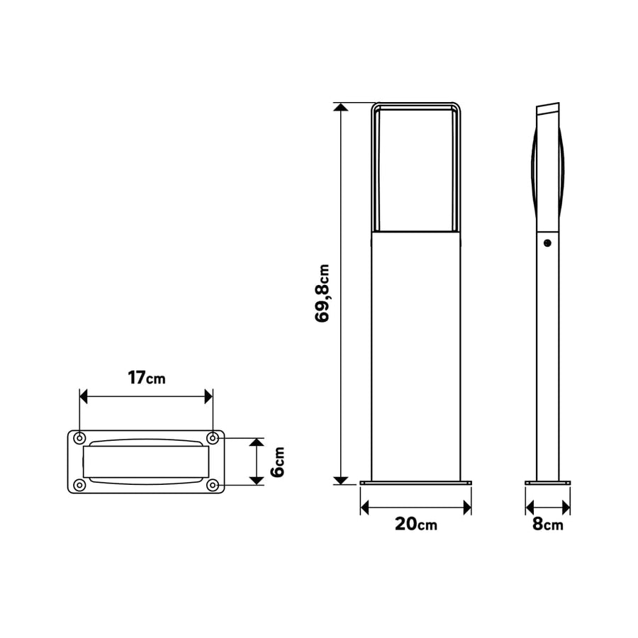 Bricocenter ALOGA ALUMINIUM STREET LAMP GREY 20X8XH65CM LED 14W 1900LM NATURAL LIGHT IP54