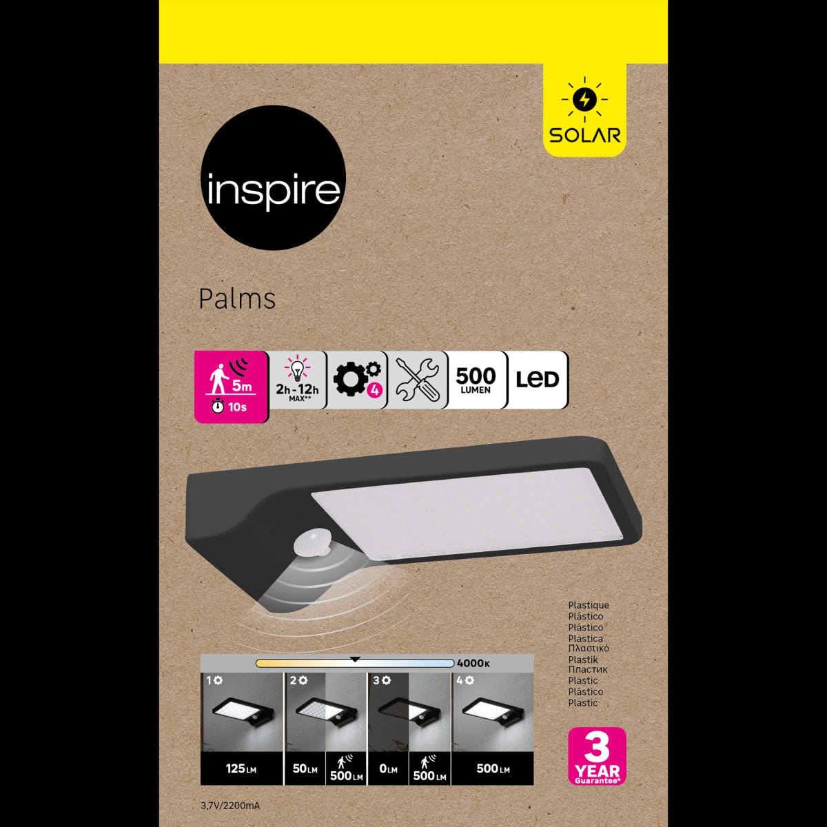 Bricocenter APPLIQUE SOLARE PALMS PLASTICA NERO LED 3,5W DIMMERABILE IP44