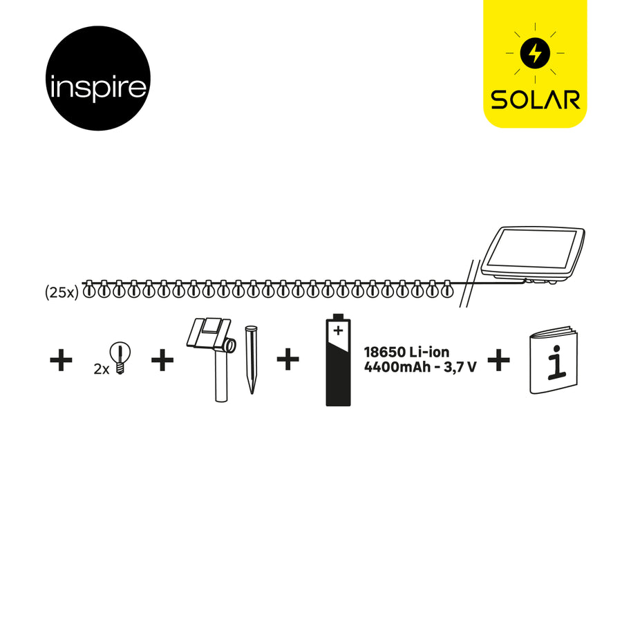 SOLAR GARLAND ELAO BLACK 8MT LED 12W WARM LIGHT IP44