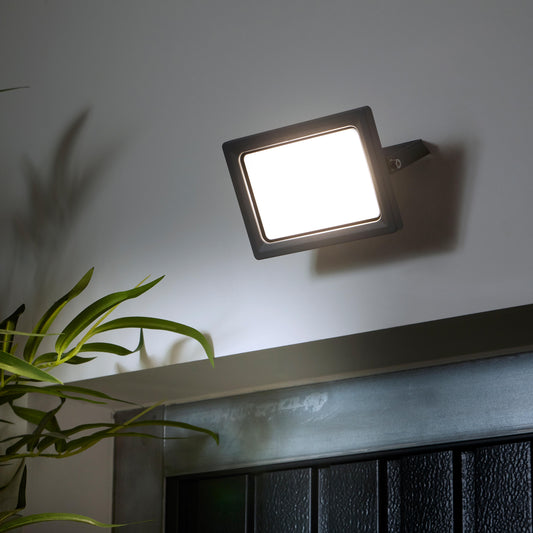 Yonkers aluminium grey 15x6.5 cm 30W LED spotlight, CCT, IP65