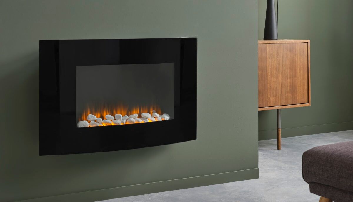 WALL MOUNTED ELECTRIC FIREPLACE FONT 4 2 POWER 1/2 KW WITH 24H TIMER