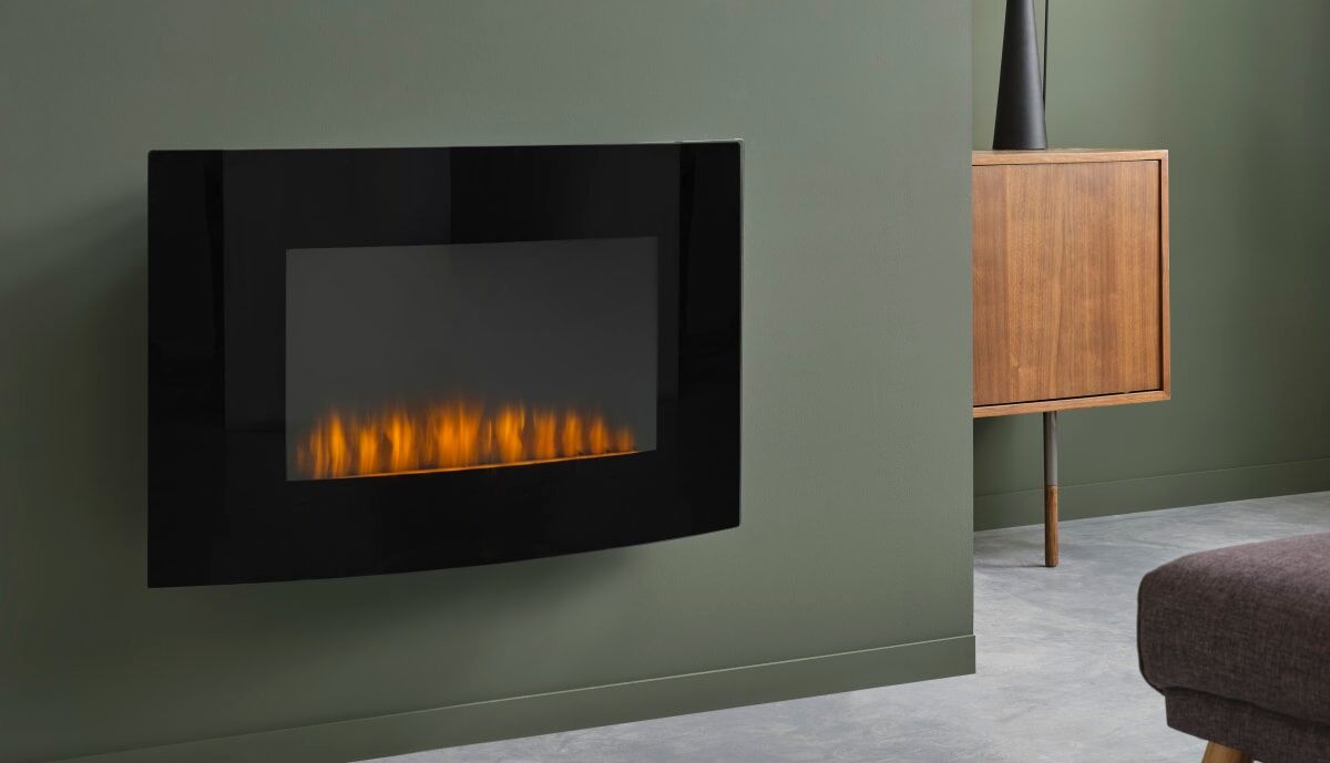 WALL MOUNTED ELECTRIC FIREPLACE FONT 4 2 POWER 1/2 KW WITH 24H TIMER