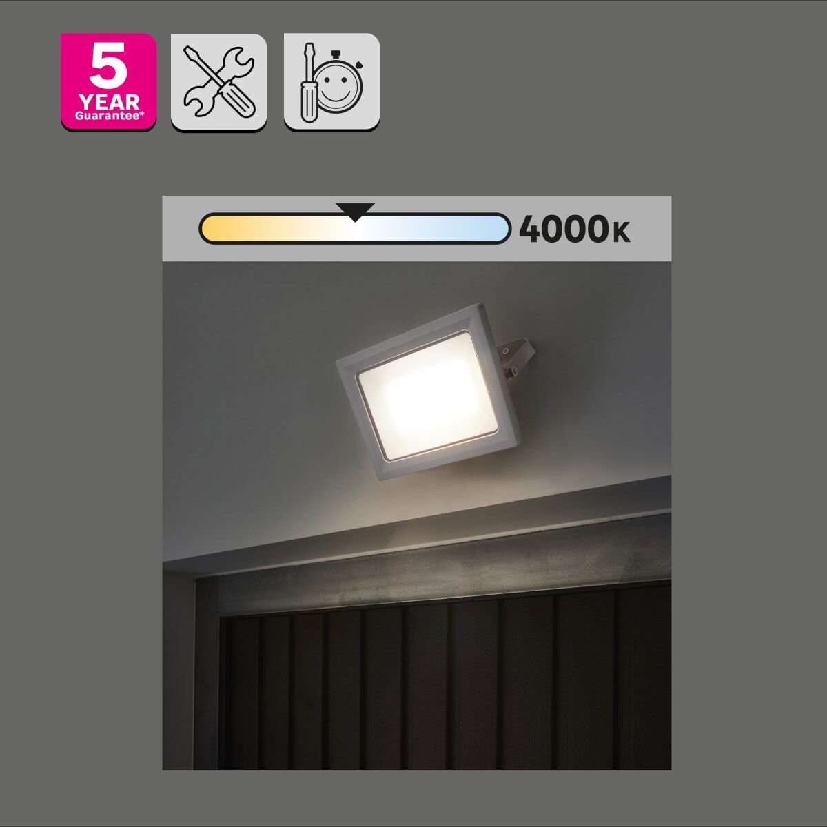 YONKERS PROJECTOR ALUMINIUM GREY 16.3X6.7 CM LED 50W NATURAL LIGHT IP65
