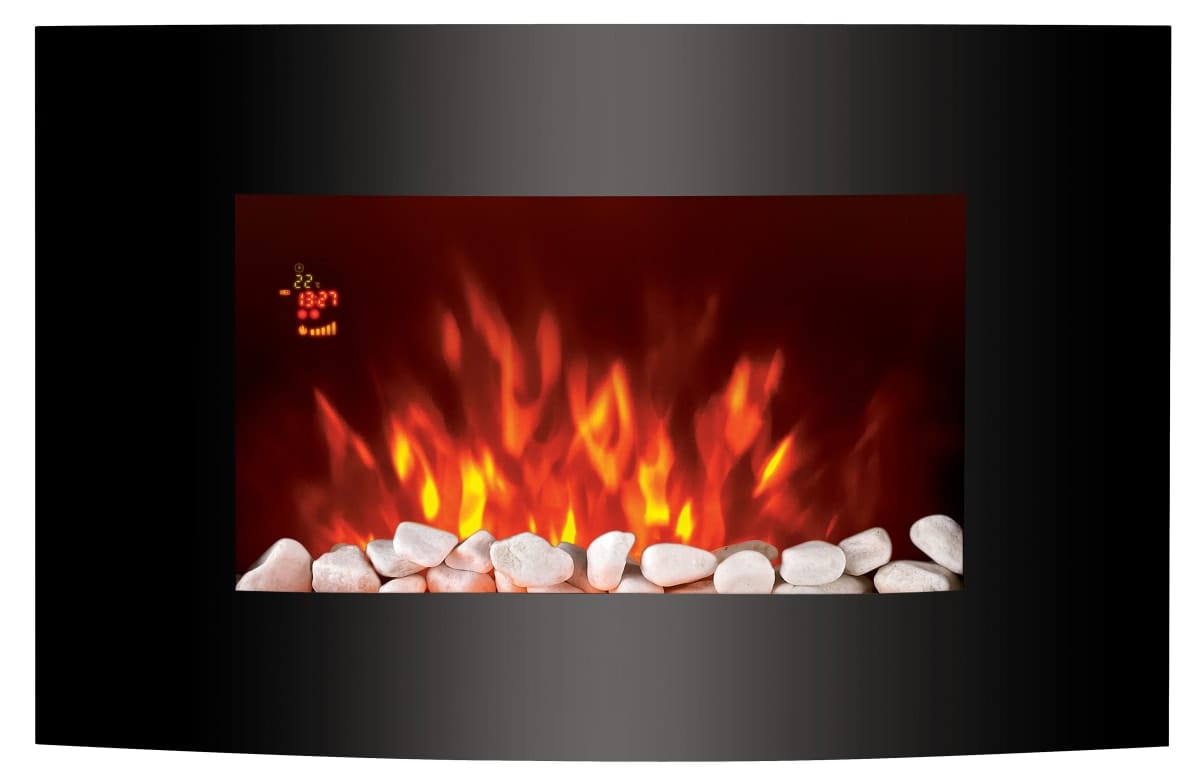 Bricocenter WALL MOUNTED ELECTRIC FIREPLACE FONT 4 2 POWER 1/2 KW WITH 24H TIMER