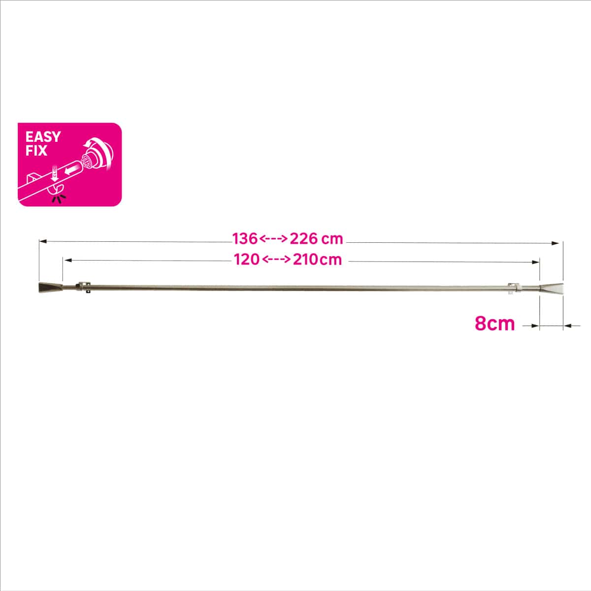 Bricocenter METAL RILOGA KIT MATT NICKEL 120/210 CM D16/19