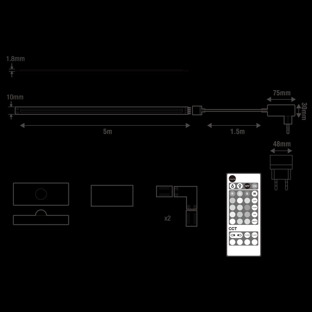 Bricocenter KIT STRISCIA LED LUCE CONTINUA 5MT LED 36W CCT IP20