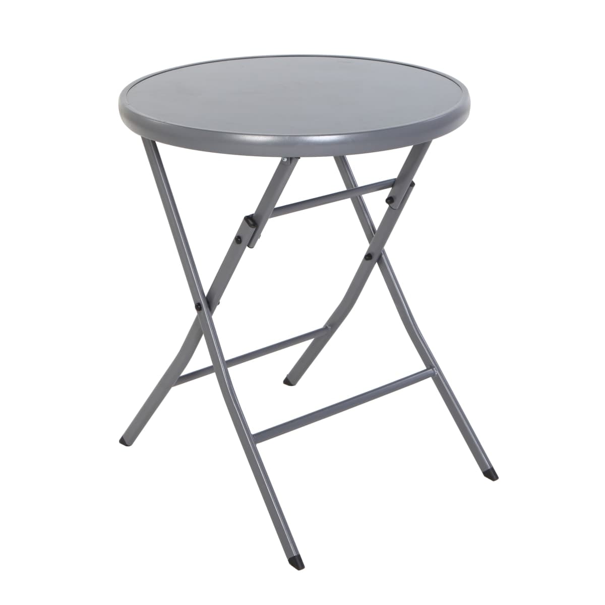 Bricocenter EMYS NATERAL - Foldable Table 2 seater Round Steel Top Glass - D 60XH72