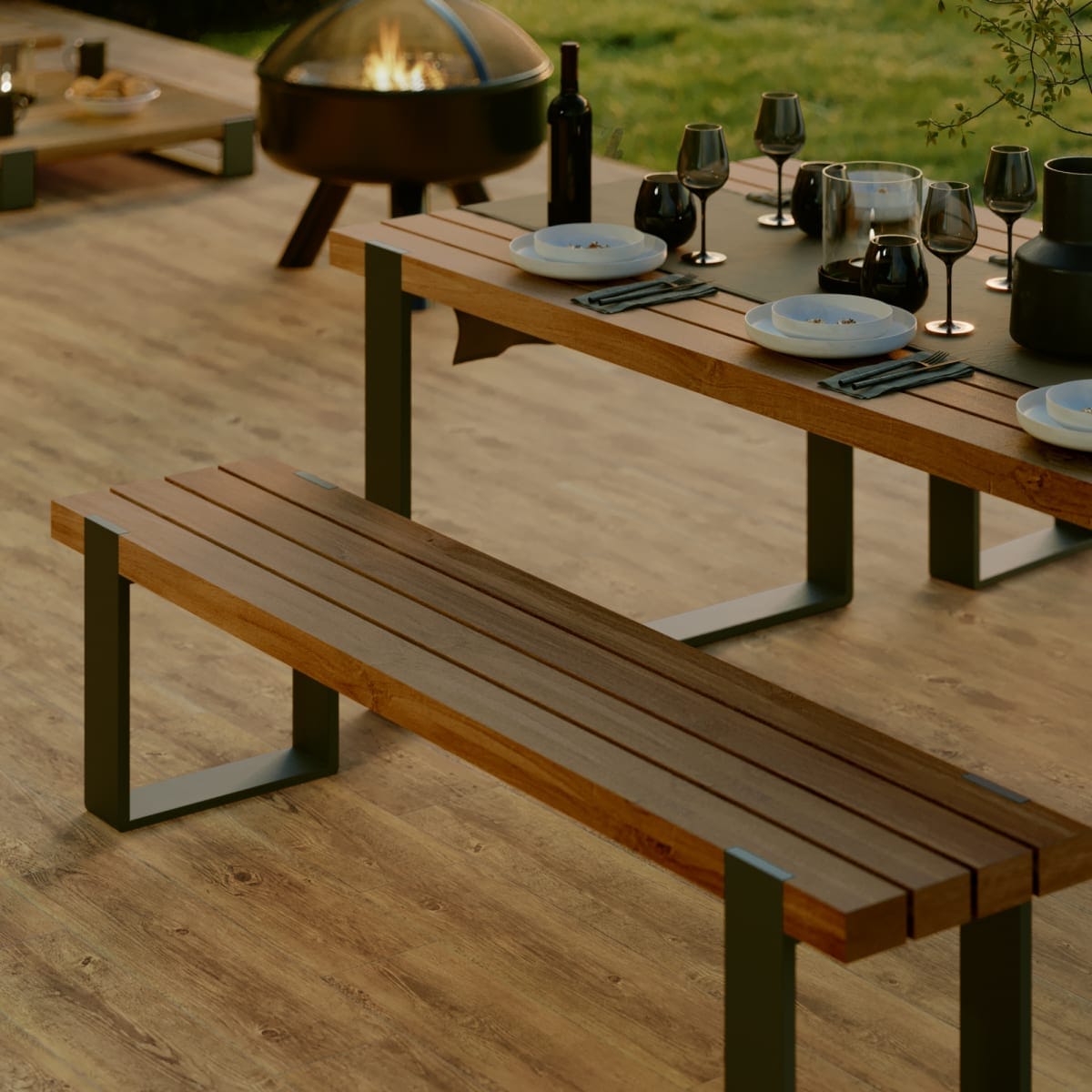 Bricocenter BERMEO NATERIAL BERMEO FIXED TABLE 210X100X78 ALUMINUM TEAK