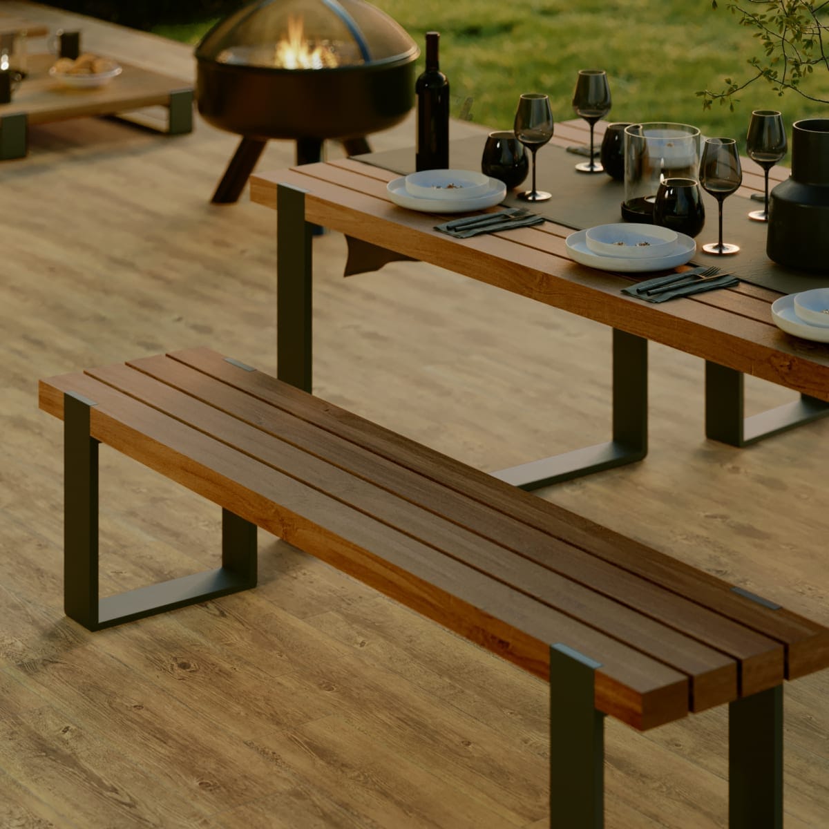 Bricocenter BERMEO NATERIAL BENCH 180X40X45 ALUMINUM TEAK