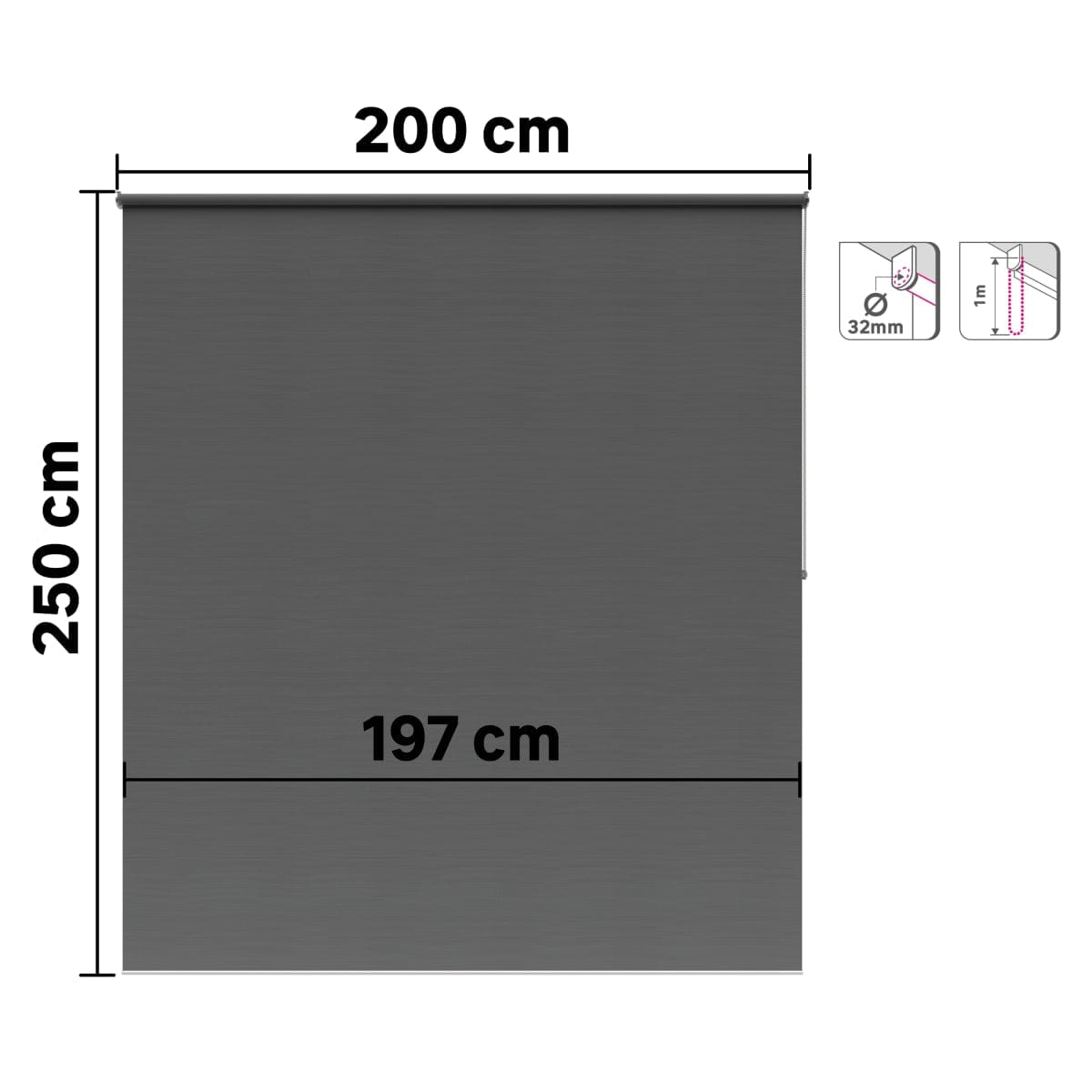 Bricocenter BOSSA ROLLER BLIND DARK GREY 200X250CM