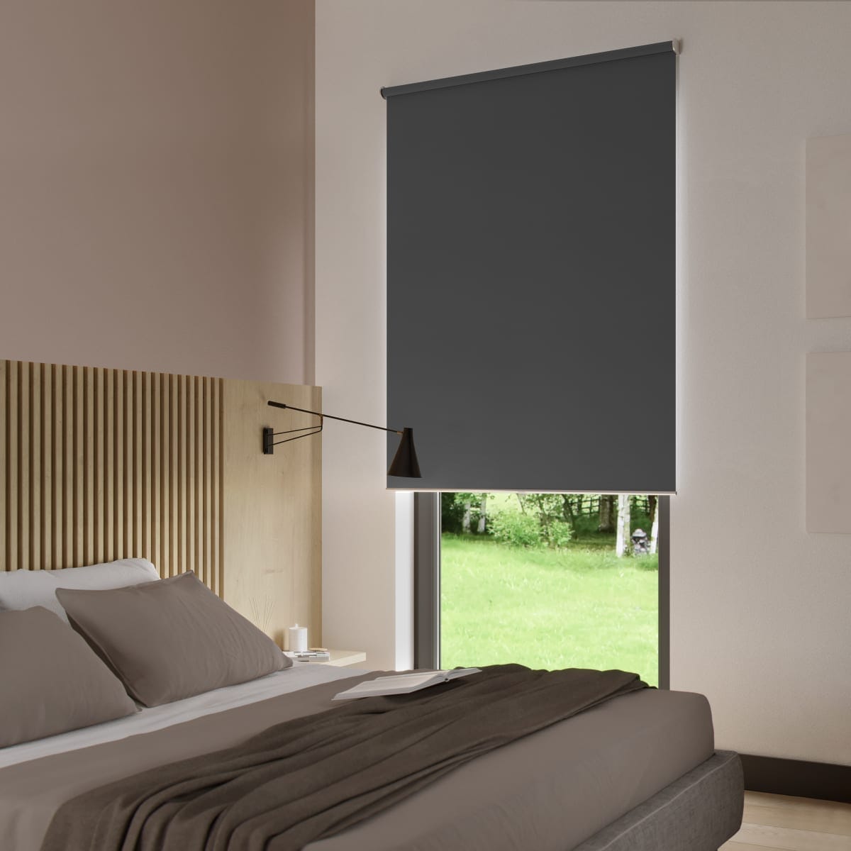 BOSSA CORDLESS ROLLER BLIND DARK GREY 90X190CM