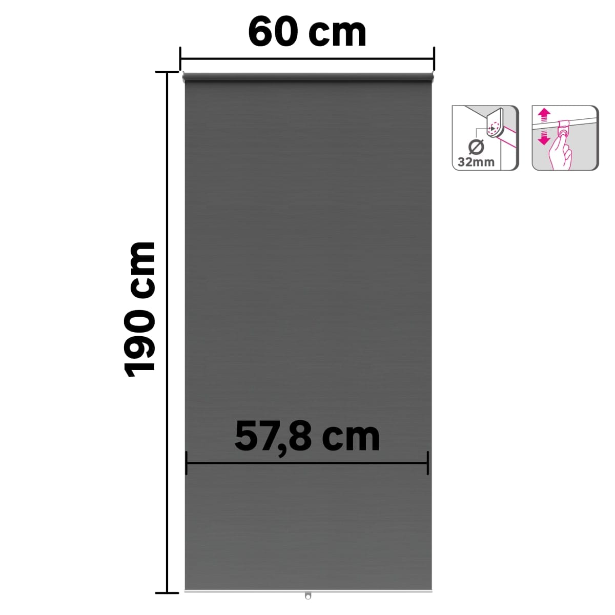 Bricocenter BOSSA CORDLESS ROLLER BLIND DARK GREY 60X190CM